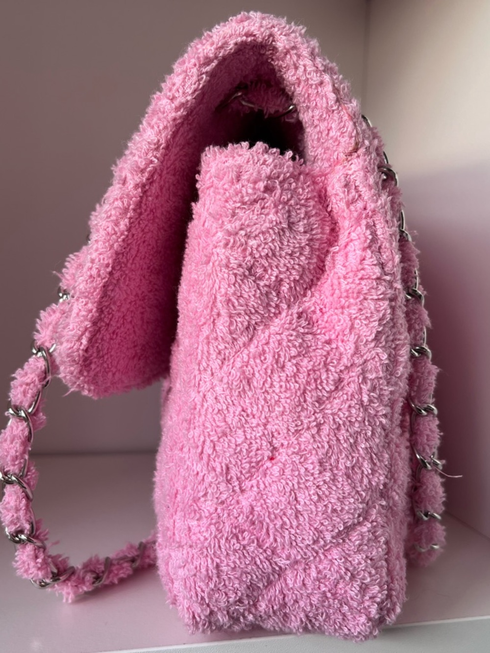 Murakchi - Terry Quilted Pink Shoulder Bag (hand-made in Morocco) 🇲🇦 - Picture 5 of 13